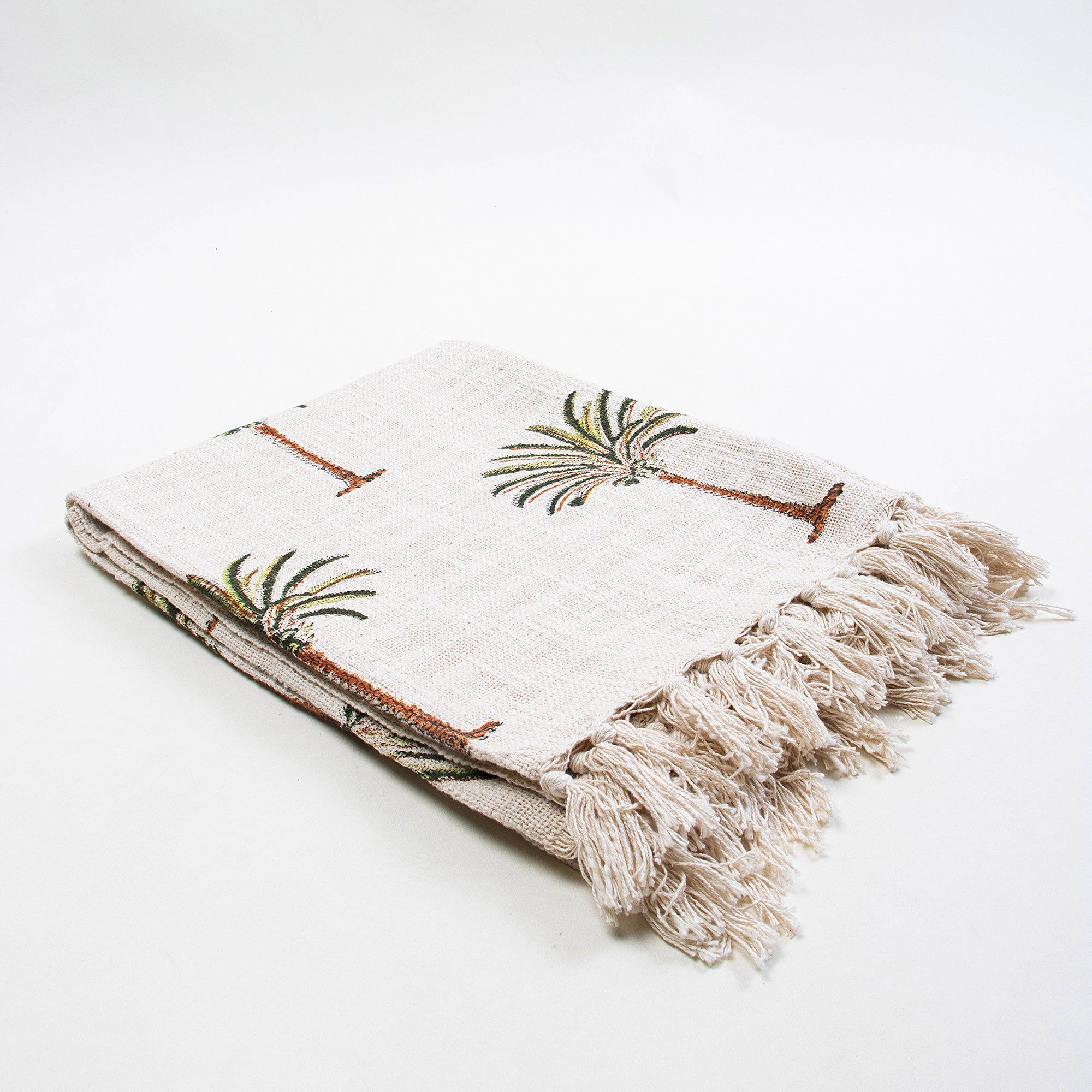 Date Palm Tree Print Handcrafted Sofa Throw